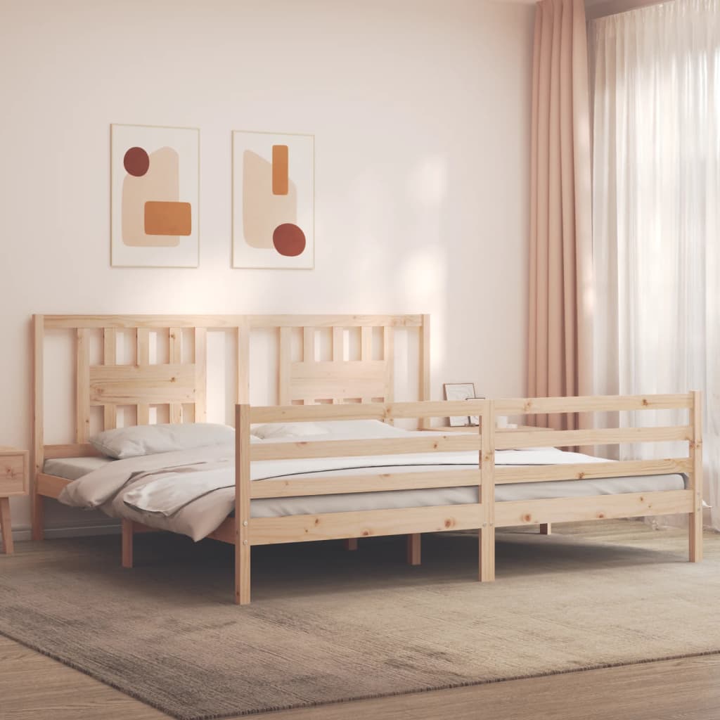 vidaXL Posteľný rám s čelom 200x200 cm masívne drevo