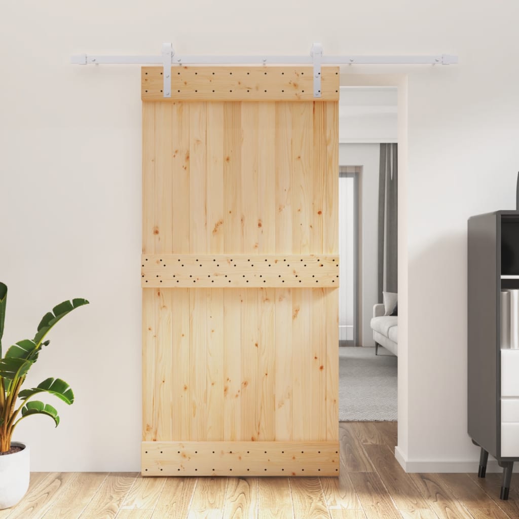 vidaXL Posuvné dvere so sadou kovania 100x210 cm borovicový masív