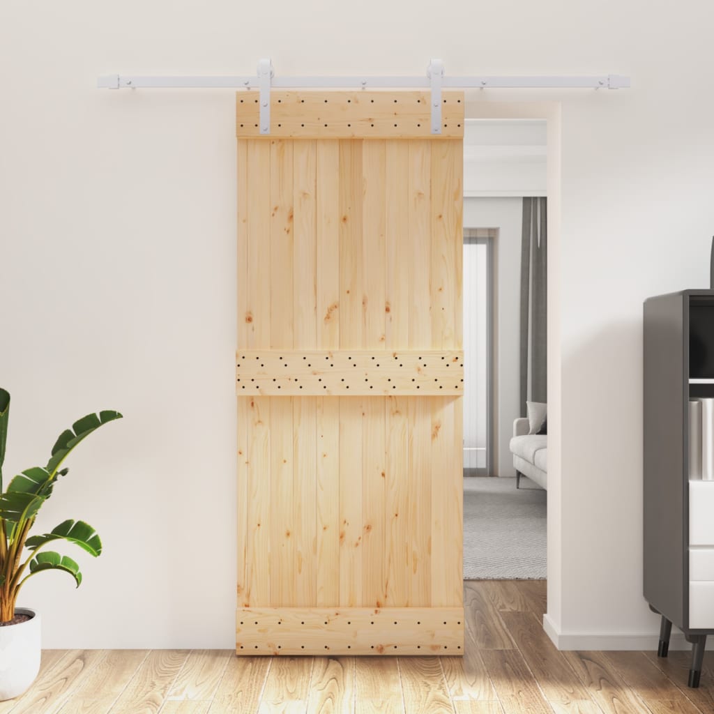 vidaXL Posuvné dvere so sadou kovania 85x210 cm borovicový masív