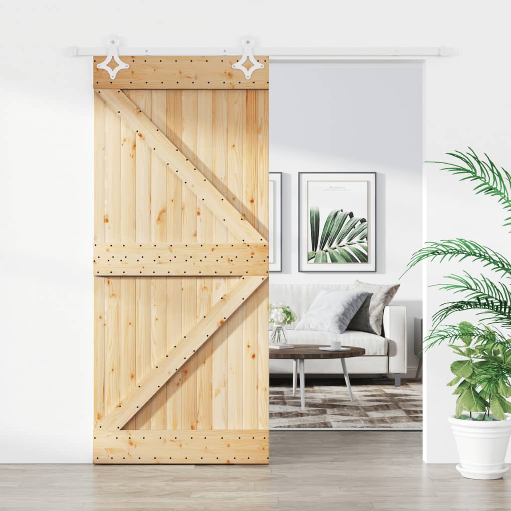 vidaXL Posuvné dvere so sadou kovania 90x210 cm borovicový masív