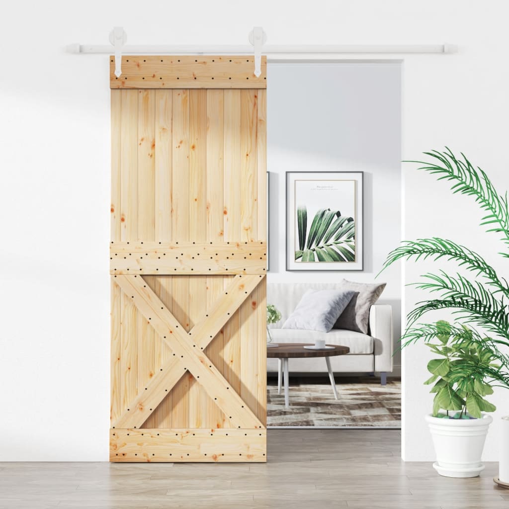 vidaXL Posuvné dvere so sadou kovania 90x210 cm borovicový masív