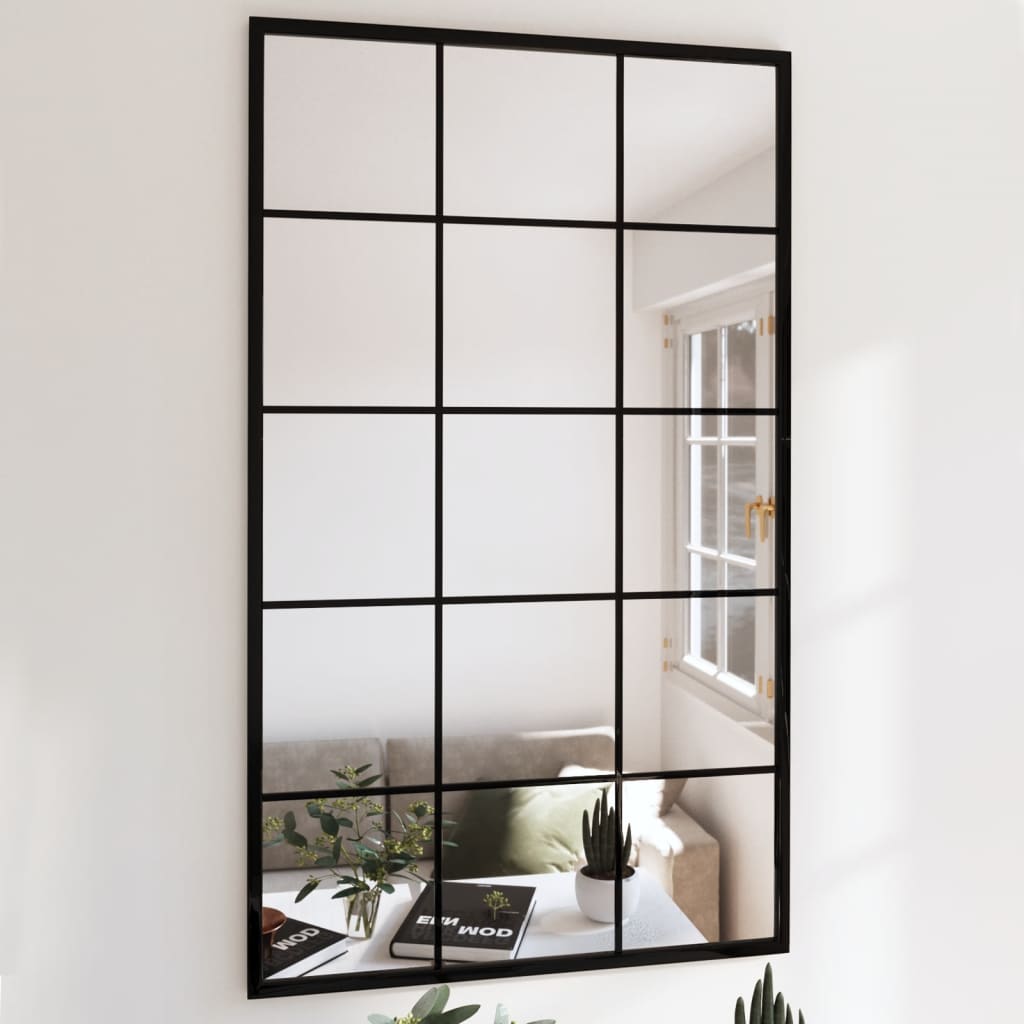 vidaXL Nástenné zrkadlá 2 ks čierne 100x60 cm kov