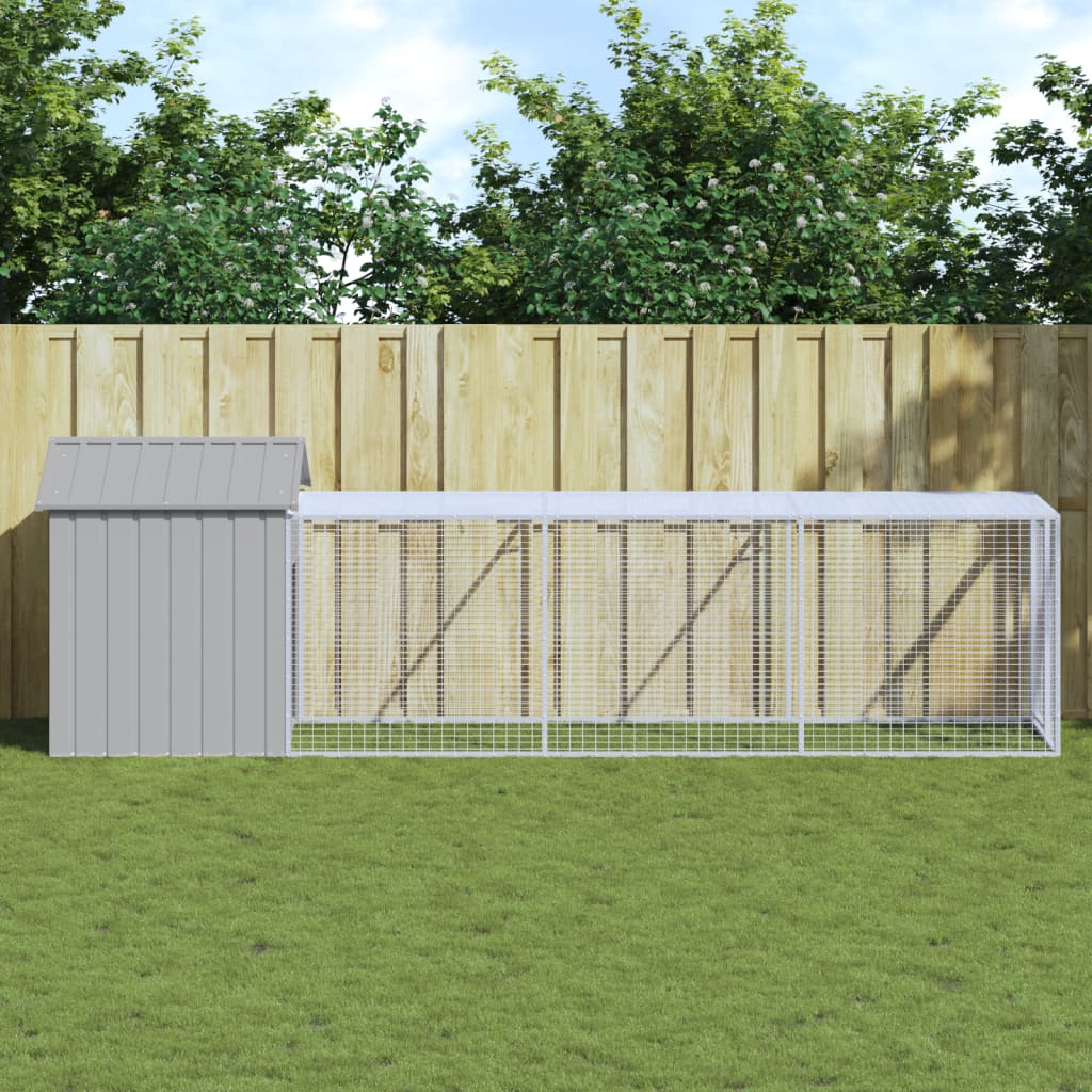 vidaXL Klietka pre kurčatá výbeh svetlo sivá 117x405x123 cm poz. oceľ