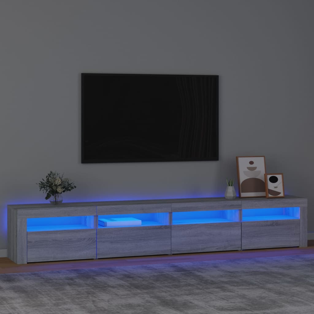 vidaXL TV skrinka s LED svetlami sivá sonoma 240x35x40 cm