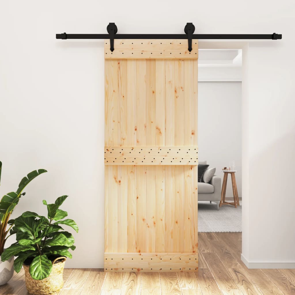vidaXL Posuvné dvere so sadou kovania 85x210 cm borovicový masív