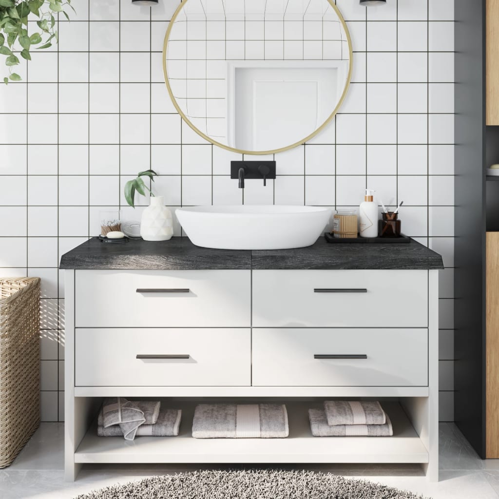 vidaXL Kúpeľňová doska tmavohnedá 140x60x(2-6) cm ošetrený masív