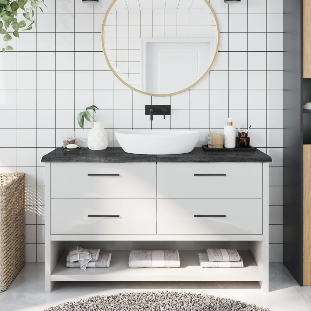 vidaXL Kúpeľňová doska tmavohnedá 140x50x(2-4) cm ošetrený masív