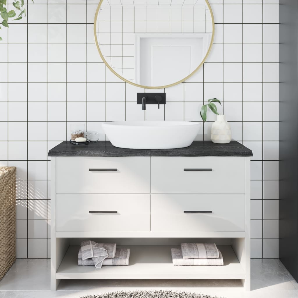 vidaXL Kúpeľňová doska tmavohnedá 120x60x(2-4) cm ošetrený masív