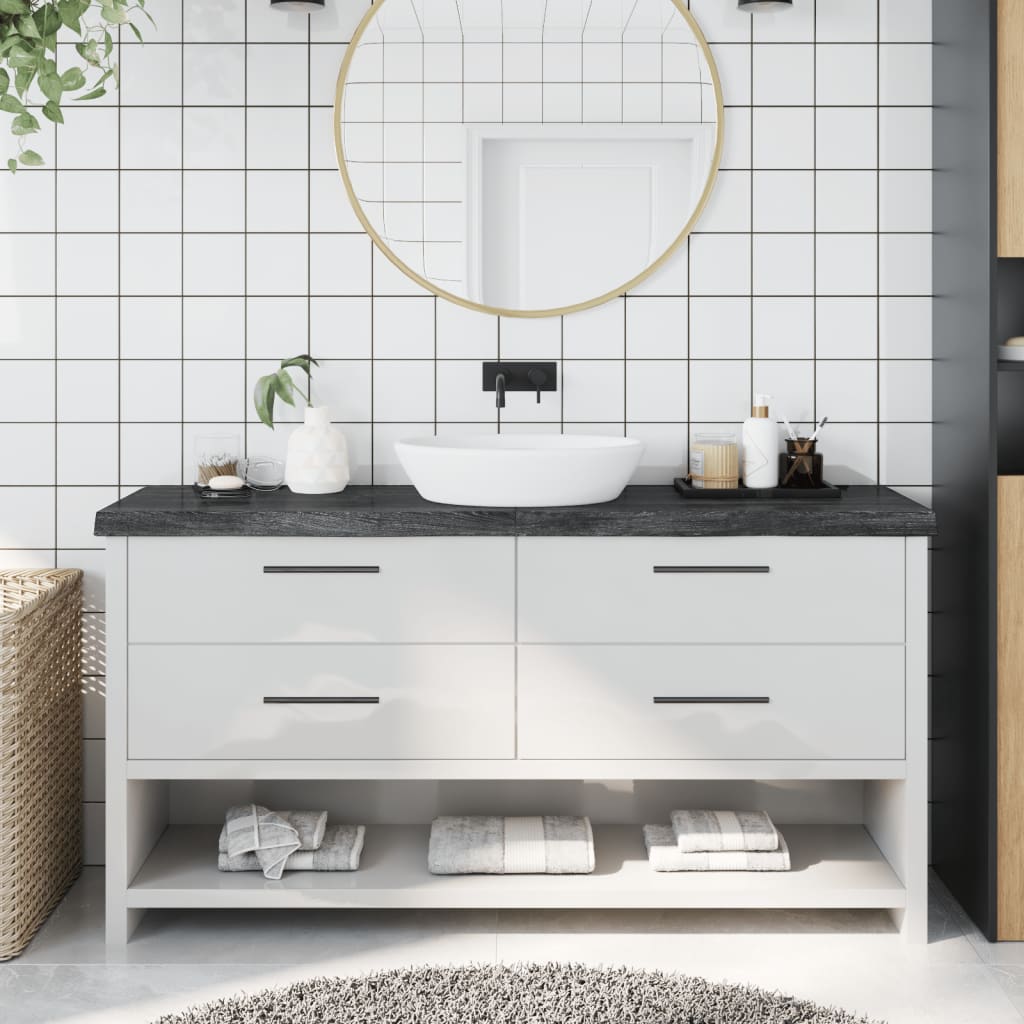 vidaXL Kúpeľňová doska tmavohnedá 160x40x(2-6) cm ošetrený masív