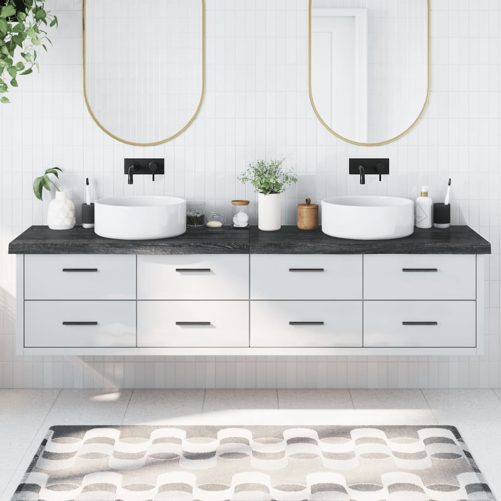 vidaXL Kúpeľňová doska tmavohnedá 220x60x(2-6) cm ošetrený masív