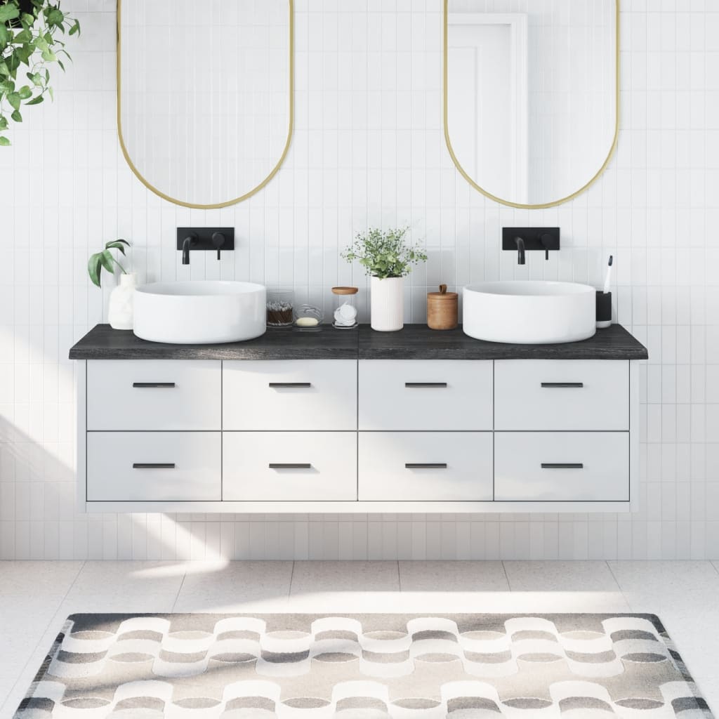 vidaXL Kúpeľňová doska tmavohnedá 180x60x(2-4) cm ošetrený masív