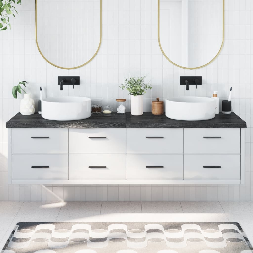 vidaXL Kúpeľňová doska tmavohnedá 200x60x(2-6) cm ošetrený masív