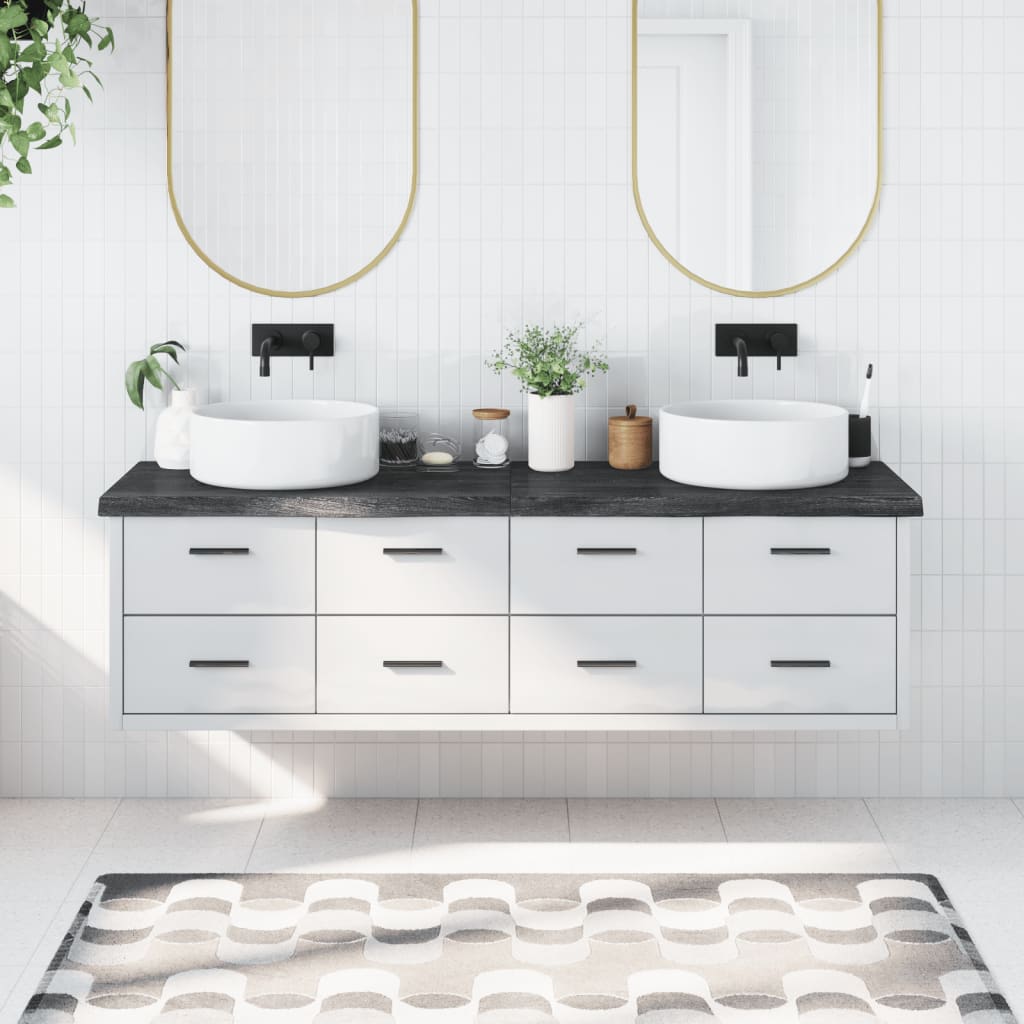 vidaXL Kúpeľňová doska tmavohnedá 180x60x(2-6) cm ošetrený masív