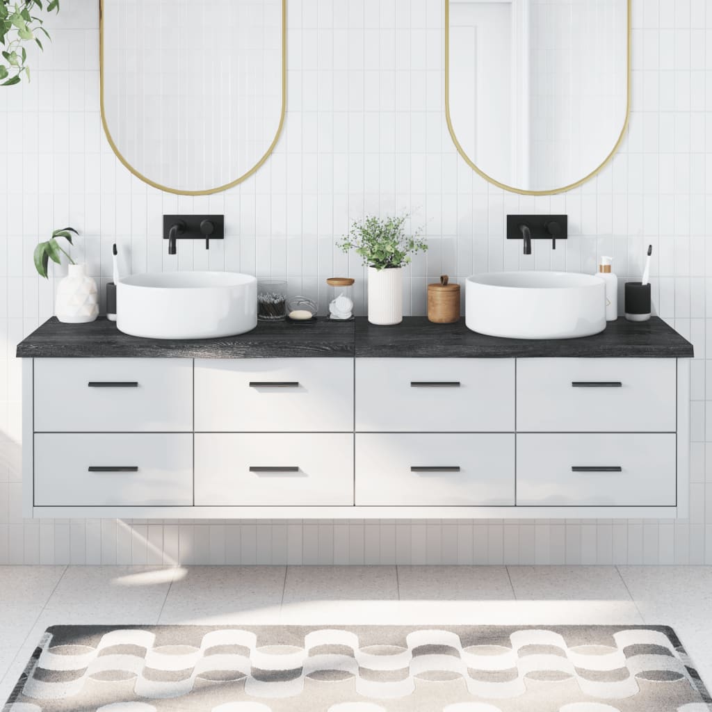 vidaXL Kúpeľňová doska tmavohnedá 200x60x(2-4) cm ošetrený masív