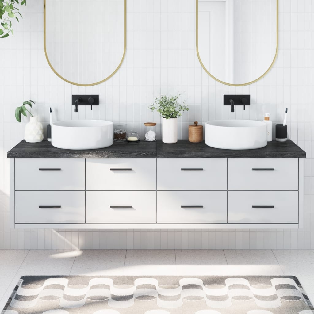 vidaXL Kúpeľňová doska tmavohnedá 200x50x(2-4) cm ošetrený masív