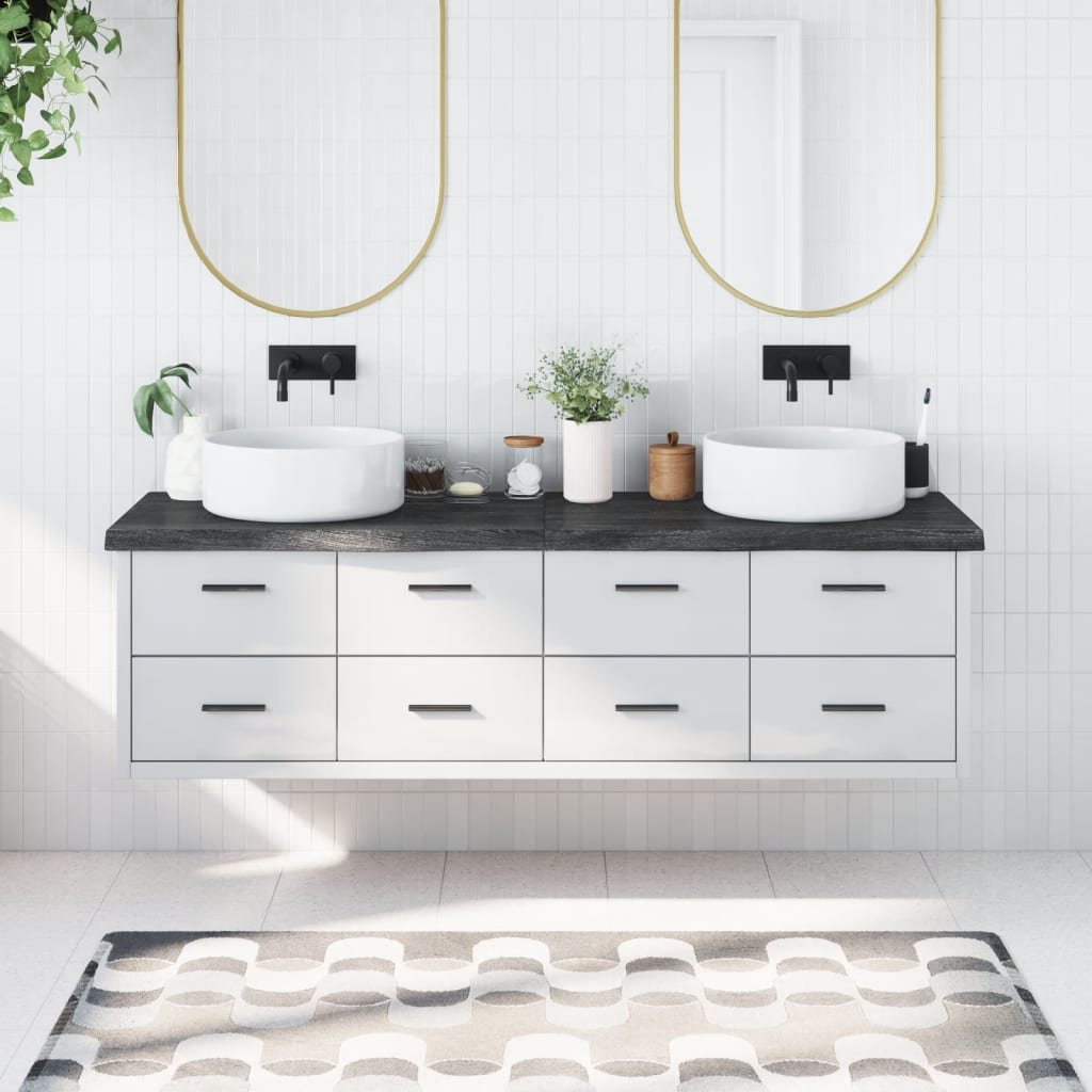 vidaXL Kúpeľňová doska tmavohnedá 180x50x(2-6) cm ošetrený masív
