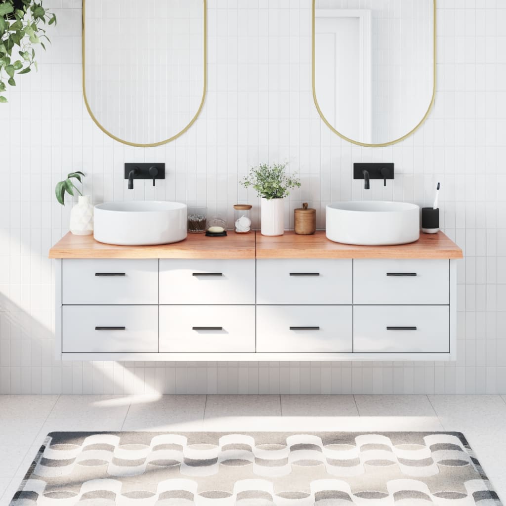 vidaXL Kúpeľňová doska bledohnedá 180x60x(2-4) cm ošetrený masív