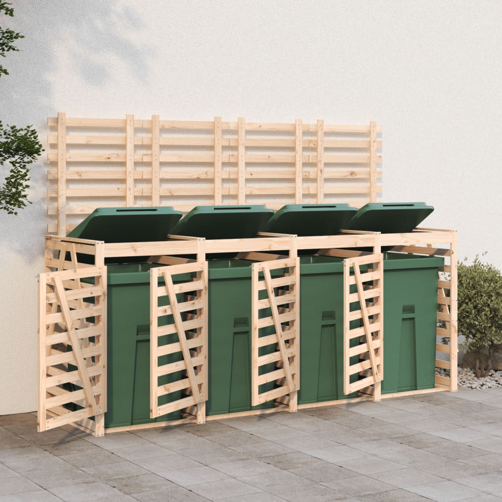 vidaXL Úložný box na štyri odpadkové koše masívna borovica