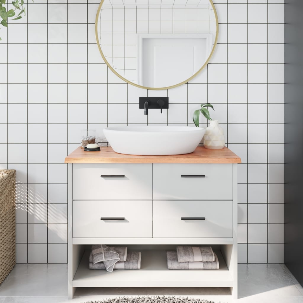 vidaXL Kúpeľňová doska bledohnedá 100x60x2 cm ošetrený masív