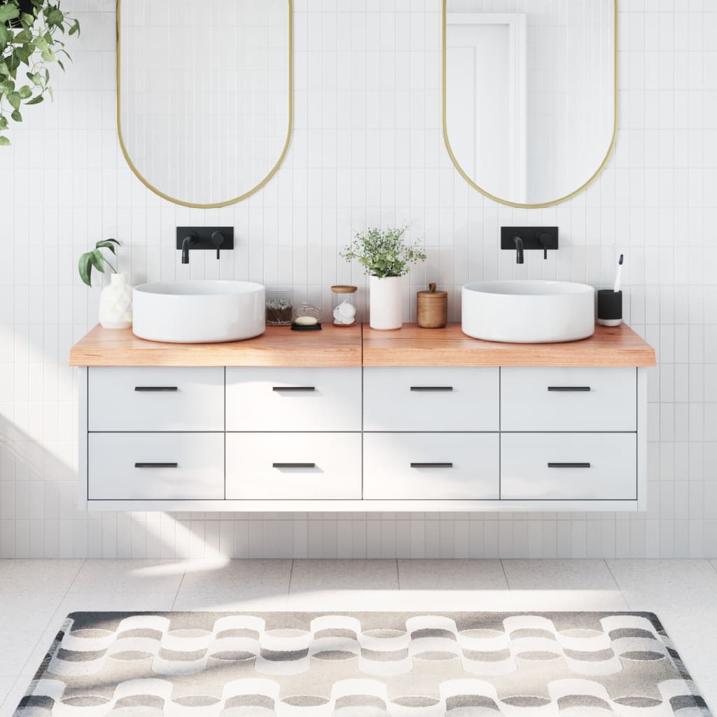 vidaXL Kúpeľňová doska bledohnedá 180x60x(2-6) cm ošetrený masív