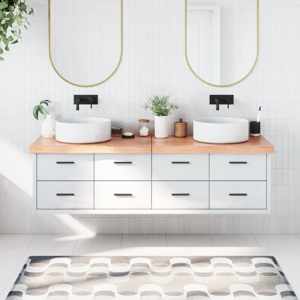 vidaXL Kúpeľňová doska bledohnedá 180x50x(2-6) cm ošetrený masív