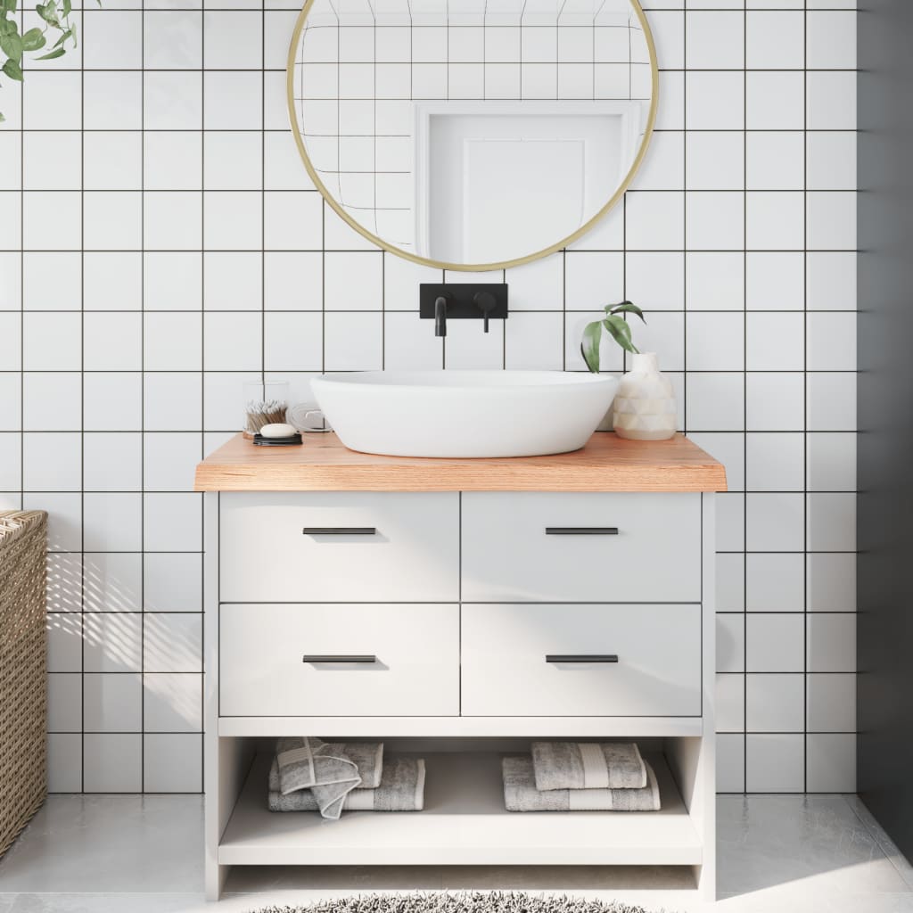 vidaXL Kúpeľňová doska bledohnedá 100x40x(2-6) cm ošetrený masív