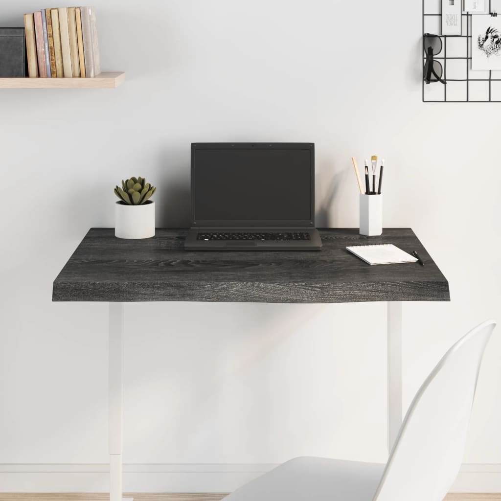 vidaXL Stolová doska tmavohnedá 80x60x(2-4) cm ošetrený dubový masív
