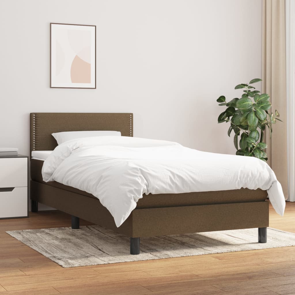vidaXL Posteľný rám boxsping s matracom hnedý 90x200 cm látka