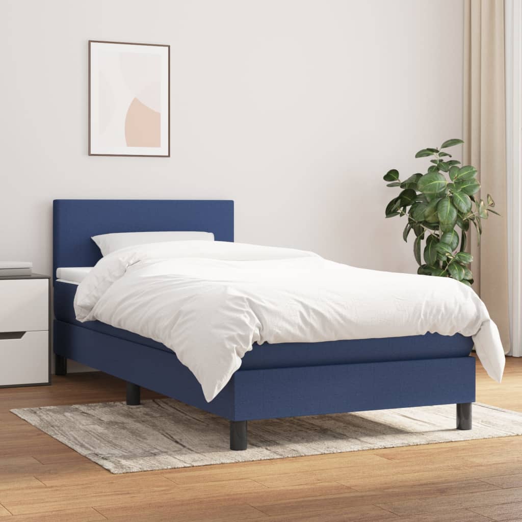 vidaXL Posteľný rám boxspring s matracom modrý 90x200 cm látka