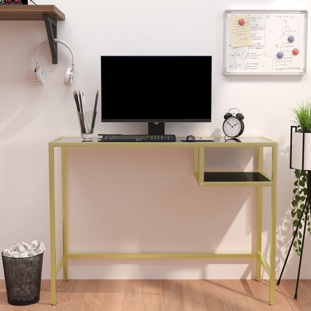 vidaXL Počítačový stôl, priehľadný 100x36x74 cm, tvrdené sklo