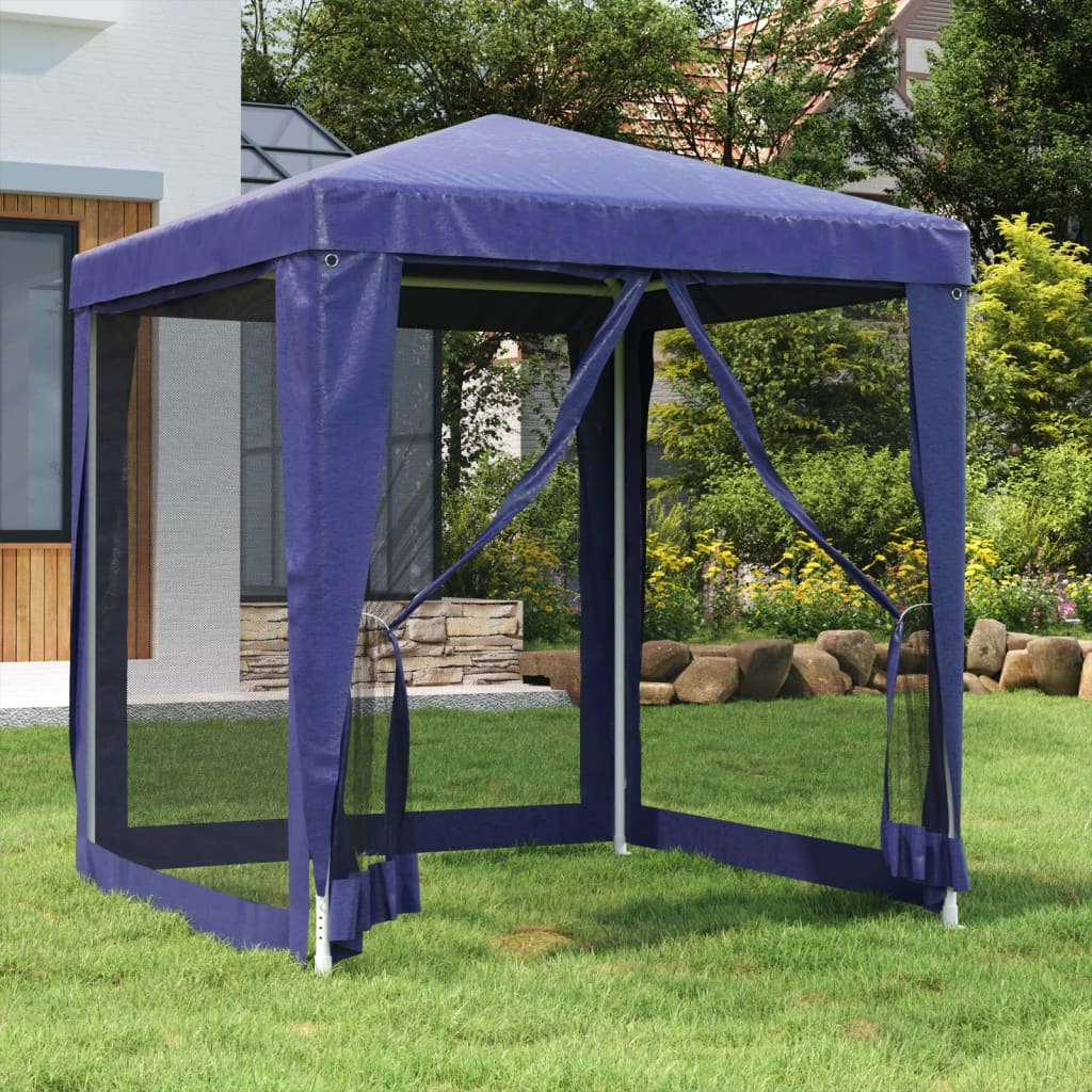 vidaXL Párty stan so 4 sieťkovanými bočnými stenami modrý 2x2 m HDPE