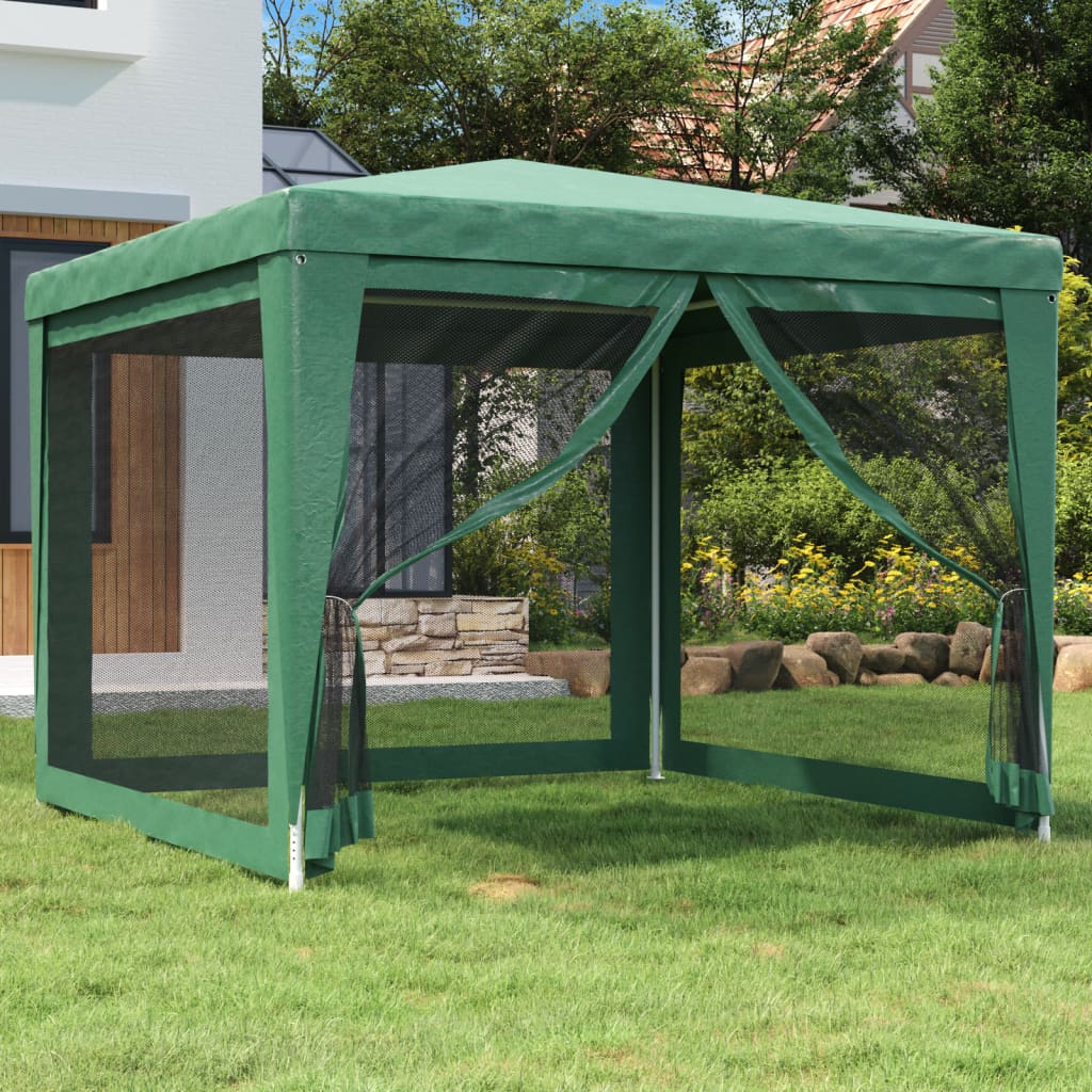 vidaXL Párty stan so 4 sieťkovanými bočnými stenami zelený 3x3 m HDPE