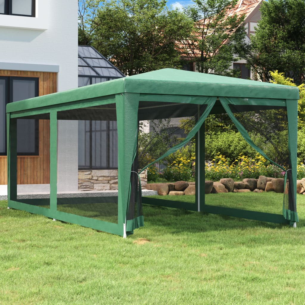 vidaXL Párty stan so 6 sieťkovanými bočnými stenami zelený 3x6 m HDPE