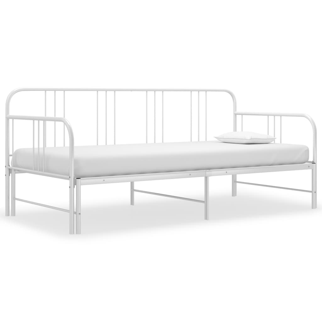 vidaXL Rám rozkladacej pohovky biely kovový 90x200 cm