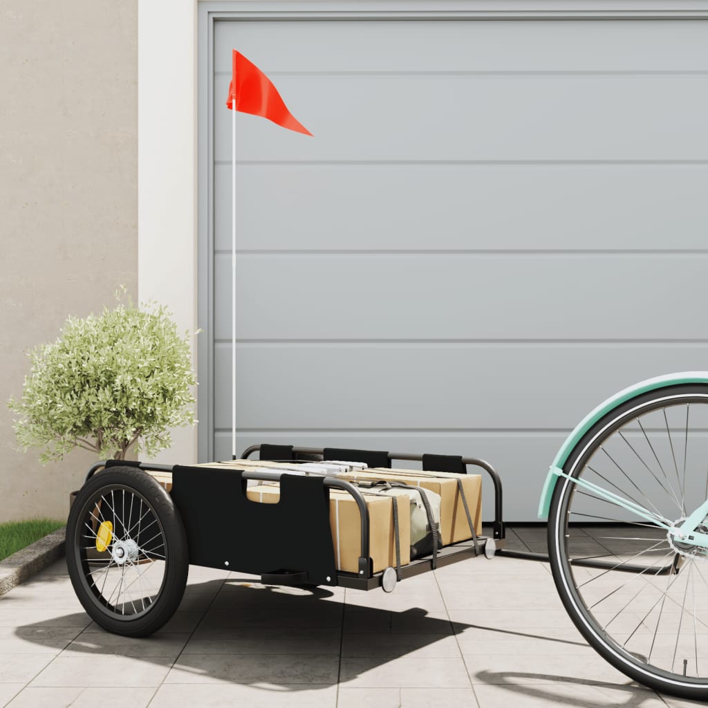 vidaXL Príves na bicykel, čierny, oxfordská látka, železo