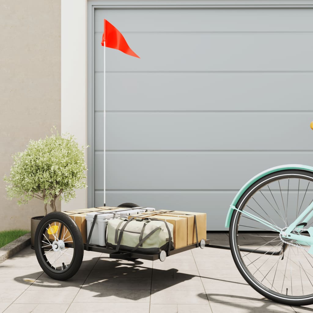 vidaXL Príves na bicykel, čierny 126x63x34 cm, železo
