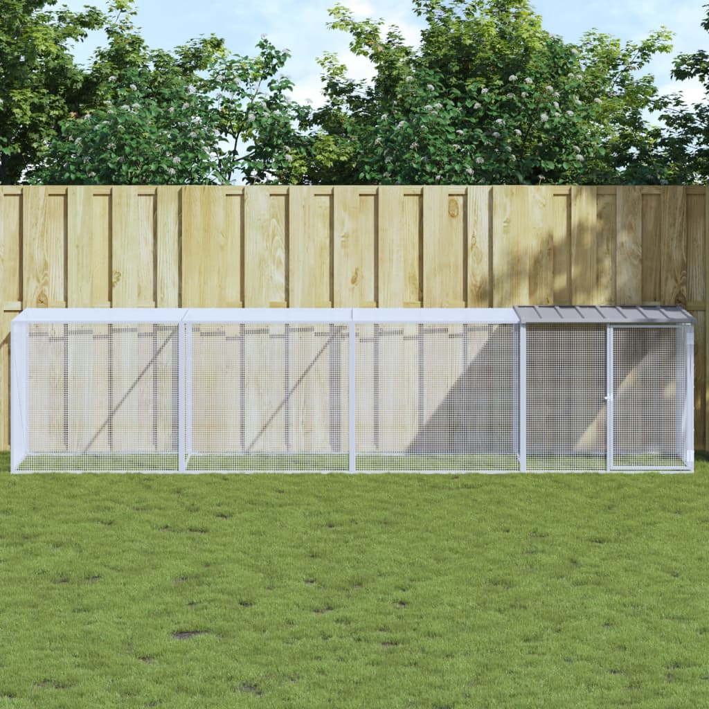vidaXL Klietka pre kurčatá strecha bledosivá 403x98x90 cm poz. oceľ