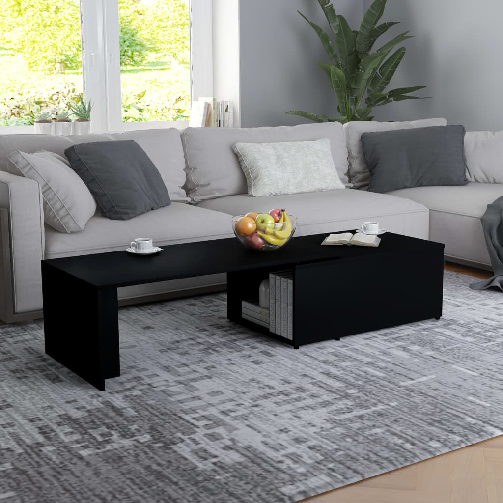 vidaXL Konferenčný stolík, čierny 150x50x35 cm, kompozitné drevo