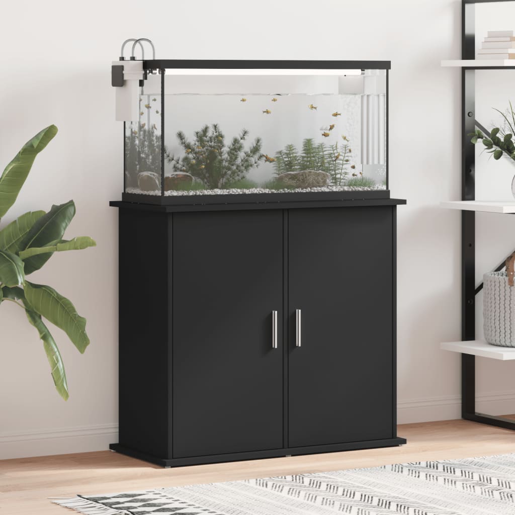 vidaXL Stojan na akvárium čierny 81x36x73 cm kompozitné drevo