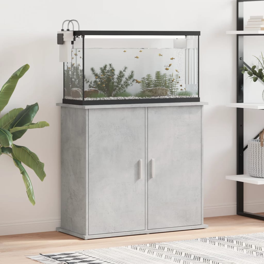 vidaXL Stojan na akvárium betónovo sivý 81x36x73 cm kompozitné drevo