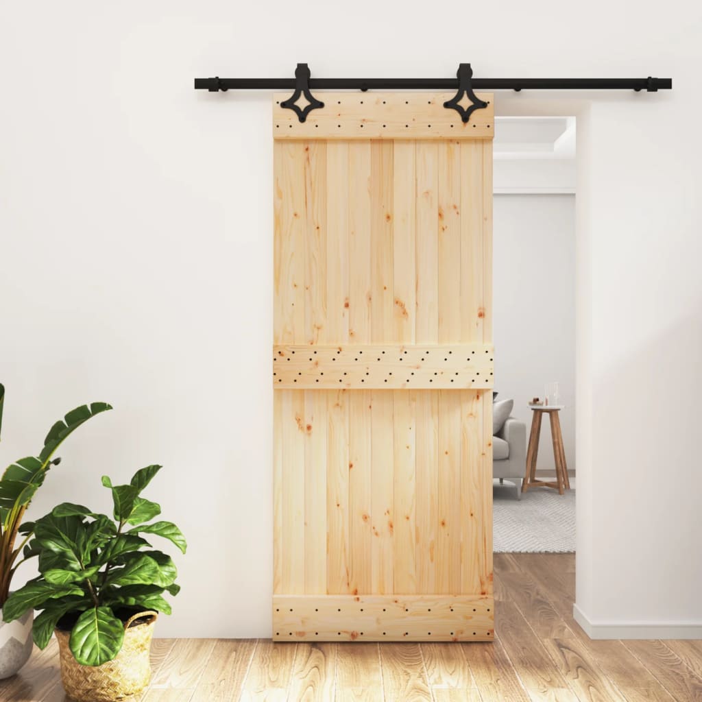 vidaXL Posuvné dvere so sadou kovania 85x210 cm borovicový masív