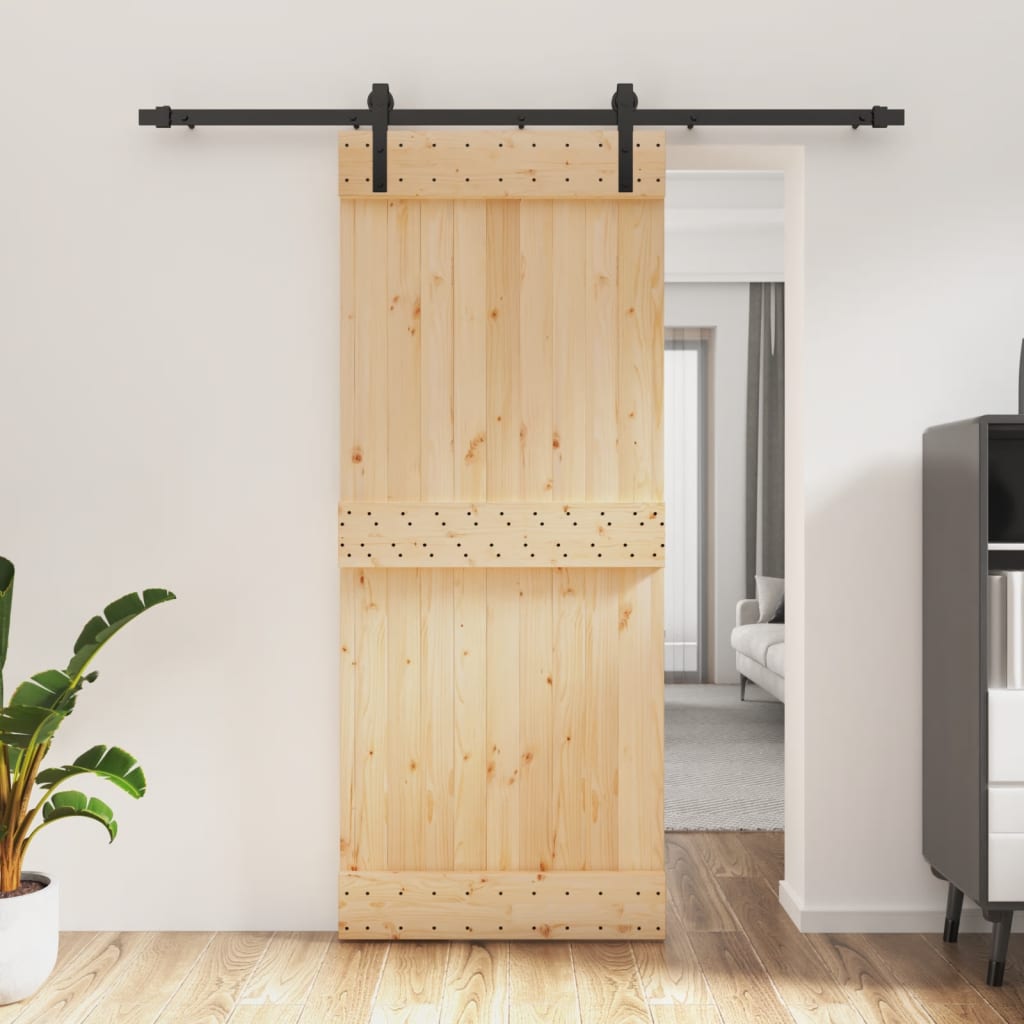 vidaXL Posuvné dvere so sadou kovania 85x210 cm borovicový masív