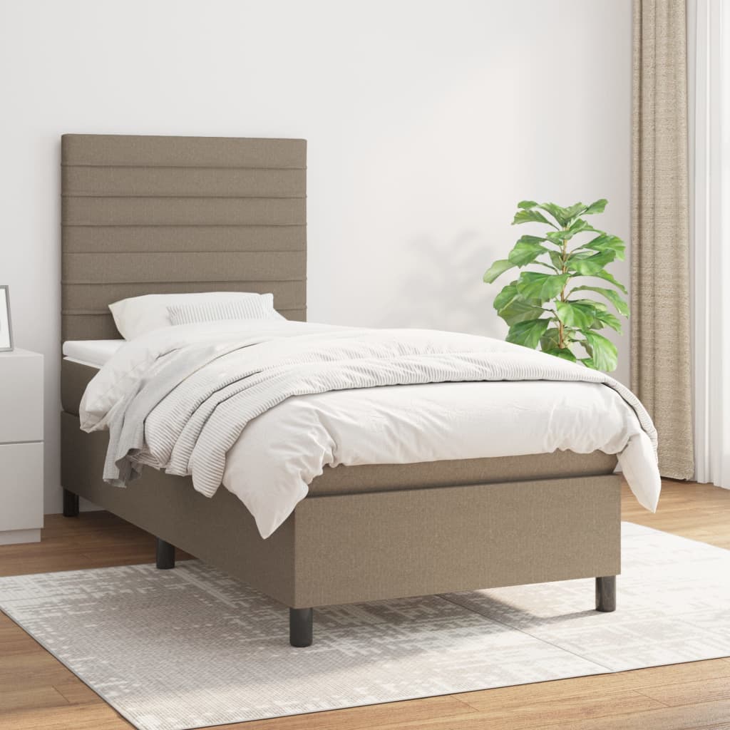 vidaXL Posteľný rám boxsping s matracom sivohnedý 90x200 cm látka