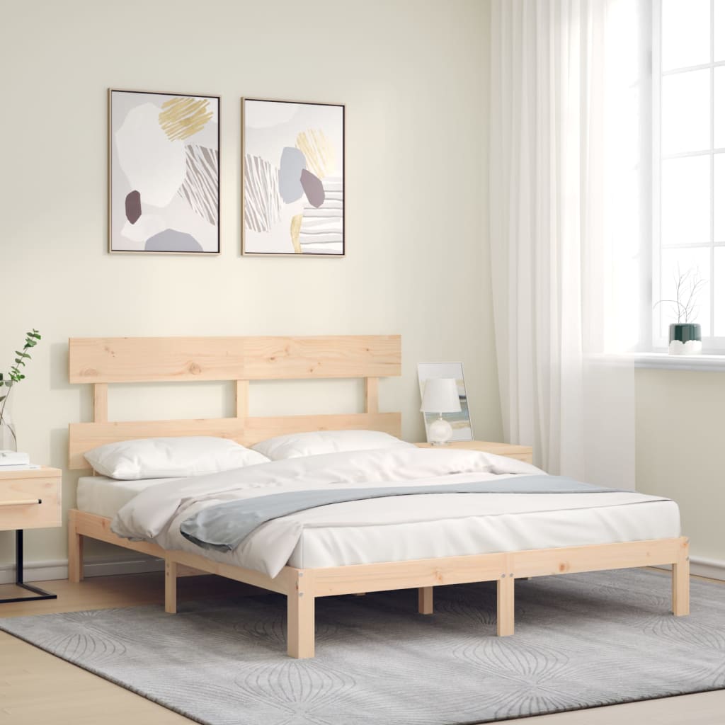 vidaXL Posteľný rám s čelom 160x200 cm masívne drevo