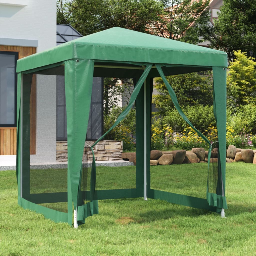 vidaXL Párty stan so 4 sieťkovanými bočnými stenami zelený 2x2 m HDPE