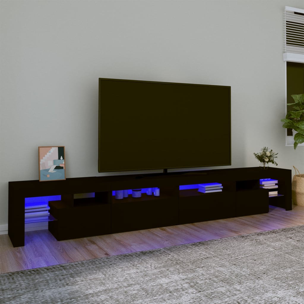 vidaXL TV skrinka s LED svetlami čierna 260x36,5x40 cm
