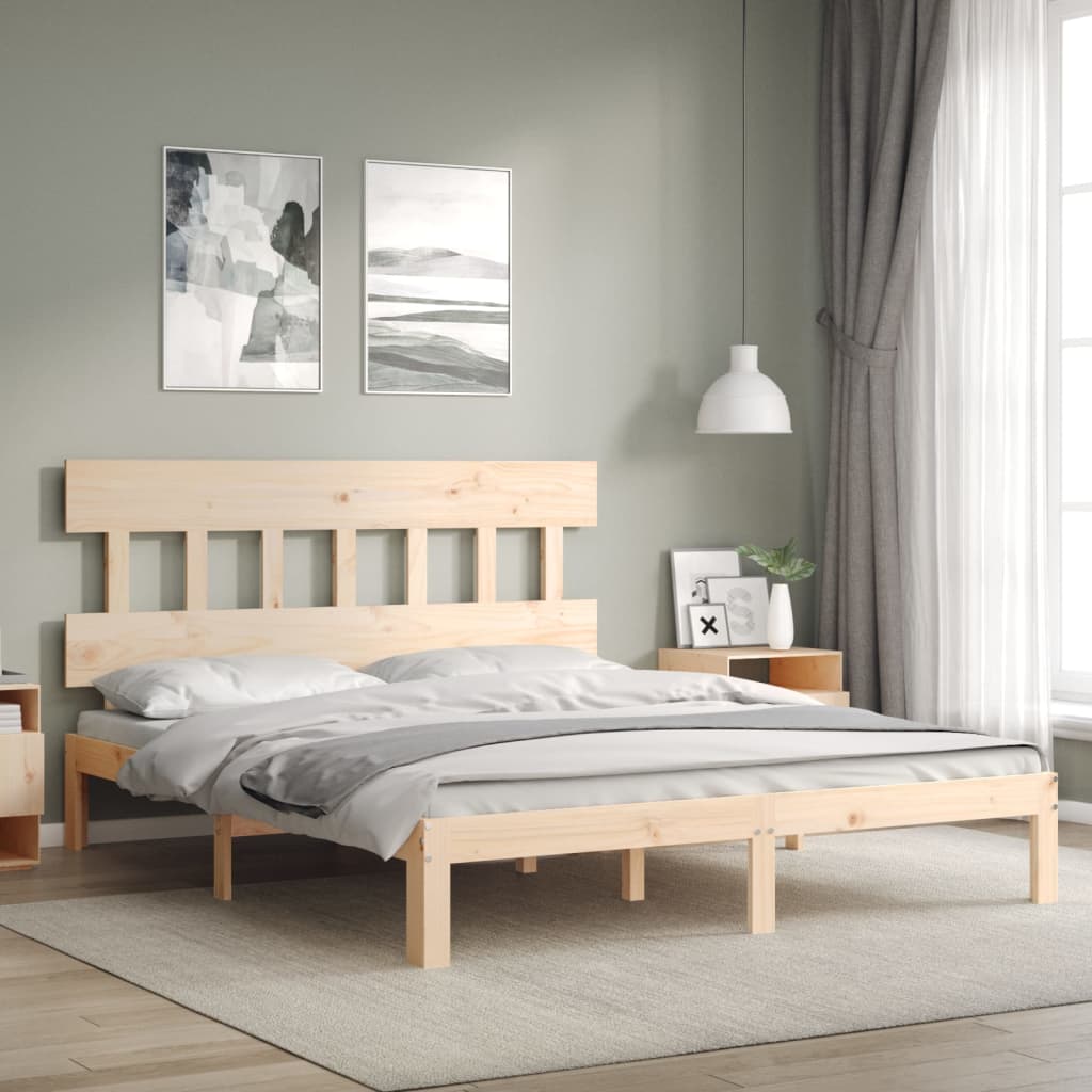 vidaXL Posteľný rám s čelom 160x200 cm masívne drevo