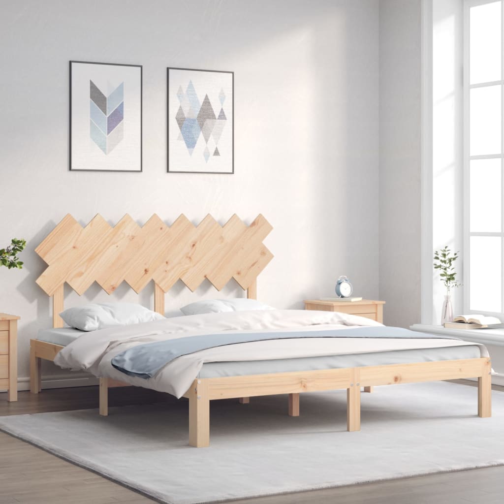vidaXL Posteľný rám s čelom 160x200 cm masívne drevo