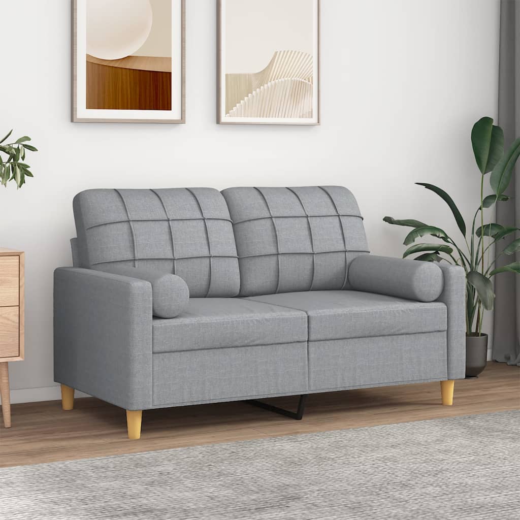 vidaXL 2-miestna pohovka s vankúšmi svetlosivá 120 cm látka