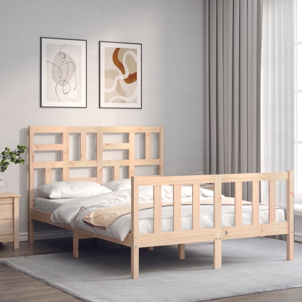 vidaXL Posteľný rám s čelom 120x200 cm masívne drevo